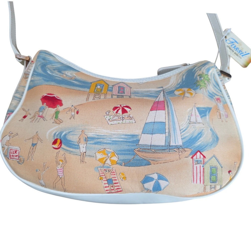 Fossil Somerset Top Zip Print Beach Baguette Shoulder Bag SL3718567 NWT Y2K - Picture 2 of 14